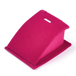 Темно-Розовый Бархатная стойка для ожерелья с наклонной спинкой, темно-розовыми, 7.5x6.5x4 см