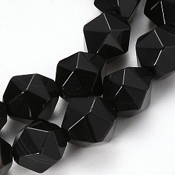 Black Onyx Brins de perles d'onyx noir naturel, teints et chauffée, facette, nuggets, 8~8.5x7.5x7.5mm, Trou: 1.5mm, Environ 46 pcs/chapelet, 14.56 pouce