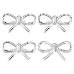 Платина 4 шт. 925 бусины из стерлингового серебра, бусины в форме бантика, родий, с замшевой тканью из поликарбоната квадратной серебряной полировальной салфеткой, платина, 1 мм, отверстие : 6.8x12x3 мм