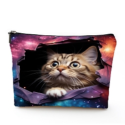 Cat Shape Polyester Wallet, Makeup Bag, with Zipper, Rectangle, Cat Shape, 17x25cm