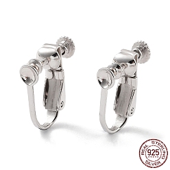 Platinum Rhodium Plated 925 Sterling Silver Clip-on Earring Findings, Spiral Ear Clip, Screw Back Ear Components Non Pierced Earring Converter, Platinum, 15x14mm