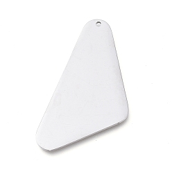 Stainless Steel Color Tarnish Resistant 304 Stainless Steel Pendants, Mirror Polished Finish, Stamping Blank Tag, Laser Cut, Triangle, Stainless Steel Color, 38x19x0.8mm, Hole: 1.2mm