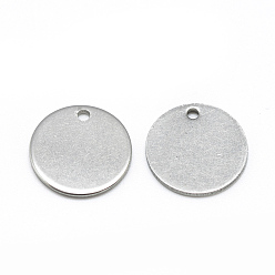 Stainless Steel Color 201 Stainless Steel Stamping Blank Tag Charms, Flat Round, Stainless Steel Color, 15x1mm, Hole: 1~1.5mm