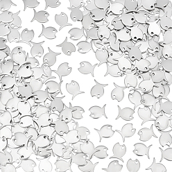 Нержавеющая Сталь Цвет 200 шт. 201 подвески из нержавеющей стали, рыба, цвет нержавеющей стали, 10x9x1 мм, отверстие : 1.4 мм