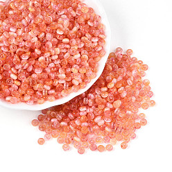 Коралловый Имитация кошачьего глаза стеклянные бусины, рондель, два тона, коралл, 4~4.5x2.5~3 мм, отверстие : 1.2~1.5 мм, Около 7900 шт / фунт