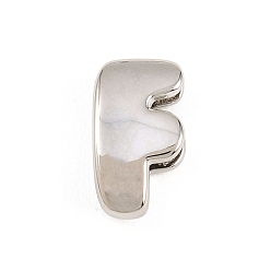 Letter F Латунные бусины, долговечный, стойки покрытие, без свинца и без кадмия, платина, Буква F, 14x8x5 мм, отверстие : 11x3 мм