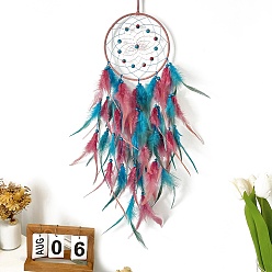 Индийский Красный Железный кулон украшение, тканая сетка/паутина с перьями для подвесных украшений дома, Индийская красная, 700 мм