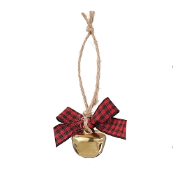 Золотой Железный колокольчик, Бантик из полиэфирного тартана и джутовый шнур для украшения двери дома, золотые, 70 мм
