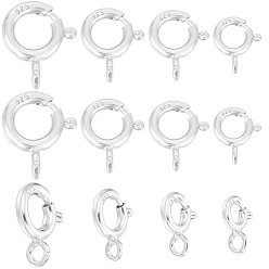 Нержавеющая Сталь Цвет 12 шт. 4 стили 925 пружинные застежки из стерлингового серебра, кольцо, с печатью 925, серебряные, 7~11.5x6~9.5x1~2 мм, отверстие : 1.5~2 мм, 3 шт / стиль