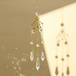 Cone Металлические подвесные украшения, Стеклянные ловцы солнца с кисточками для украшения сада на открытом воздухе, конус, 370x50 мм