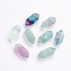Fluorite Natural Fluorite Beads, Double Terminated Point, Healing Stones, Reiki Energy Balancing Meditation Therapy Wand, No Hole, 18~20x8mm