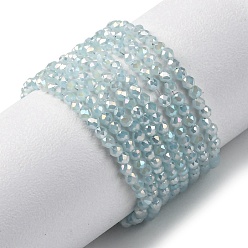 Бледно-бирюзовый Прозрачные стеклянные бусины гальваническим пряди, нити круглых бусин, граненые, бледные бирюзовая, 2 мм, отверстие : 0.6 мм, около 182~188 шт / нитка, 13.78~14.33'' (35~36.4 см)