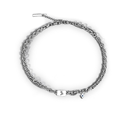 Capricorn Men's Constellation Stainless Steel Necklace, Cable & Curb Chains Double Layer Necklace, Capricorn, 20.08~31.50 inch(51~80cm)