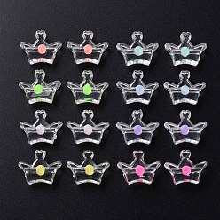 Mixed Color Transparent Acrylic Beads, Bead in Bead, Crown, Mixed Color, 14x17.5x7mm, Hole: 2mm, about 581pcs/500g