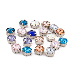 (52) Непрозрачная лаванда Шить на горный хрусталь, k 9 стеклянный страз, настройки латунных зубцов платинового тона, аксессуары для одежды, граненые, квадратный, разноцветные, 11x11x7.5 мм, отверстие : 1.2 мм.