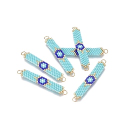 Темно-бирюзовый Японский бисер miyuki & toho ручной работы ссылки, Ткацкий станок, ремень, темные бирюзовый, 39~40x7x1.7 мм, отверстие: 2.5 мм (круг: 4x0.5 мм)