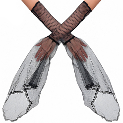 Черный 1 Пара марлевых кружевных перчаток для женщин, чёрные, 840x100~340x0.4~0.6 мм