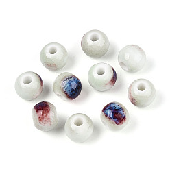 Мята молочно-белая Фарфоровые бусины ручной работы, рондель, фантазии античного стекла фарфора, мятный крем, 8.2~9x7~7.5 мм, отверстие : 2.5~3 мм