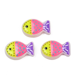 Желтый Выпечка окрашенные стеклянные бусины, рыба, с эмалью, желтые, 20x13x5.5 мм, отверстие : 1.4 мм