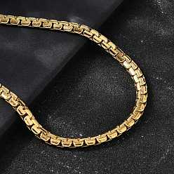 Золотой 201 ожерелья из нержавеющей стали с цепочкой-коробкой для мужчин, золотые, 17.72 дюйм (45 см), 6 мм