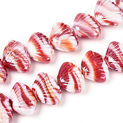 Малиновый Бусины лэмпворк , формы раковины, жемчужные, малиновый, 15.5~17.5x22~23.5x9.5~11 мм, отверстие : 1.5~2.5 мм