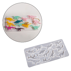Белый Форма динозавра diy силуэт силиконовые формы, подвесные формы, формы для литья смолы, для уф-смолы, изготовление ювелирных изделий из эпоксидной смолы, белые, 238x120x7 мм