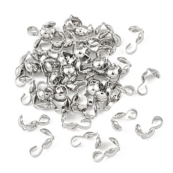 Real Platinum Plated SHEGRACE Brass Bead Tips, Cadmium Free & Nickel Free & Lead Free, Real Platinum Plated, 8~9x3.8x3.5mm, Hole: 2mm