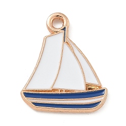 Синий Подвески из эмали и сплава, золотой свет, без кадмия и без свинца, очарование парусника, синие, 18x15x1.5 мм, отверстие : 1.8 мм