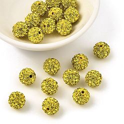 Желтый Ближний Восток шариков Rhinestone, Полимерная глина внутри, круглые, желтые, 10 мм, пп 11 (1.7~1.8 мм), отверстие: 1.5 мм