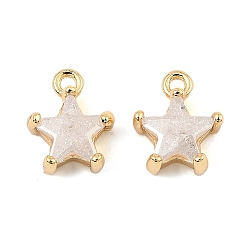 Белый Латунные микро проложить кубического циркония прелести, звезда, реальный 18 k позолоченный, белые, 9.5x7.5x4.5 мм, отверстие : 1.2 мм