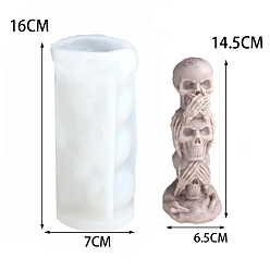 Skull Food Grade DIY Silicone Statue Candle Molds, For Candle Making, Skull, 7x16cm