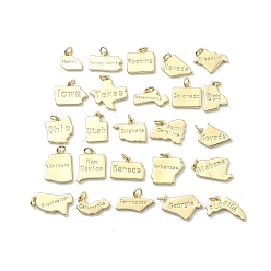 Настоящее золото 18K Латунные подвески, прелести карты, долговечный, стойки покрытие, без свинца и без кадмия, реальный 18 k позолоченный, 10~19.5x11~21x2.5~3 мм, Перейти кольцо: 5x1 мм, 3 мм внутренним диаметром