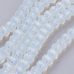Алиса Синий Стеклянные бсуины, имитация нефрита, граненые, рондель, Алиса Блю, 4x3 мм, отверстие : 1 мм, около 138 шт / нитка, 16.5 дюйм
