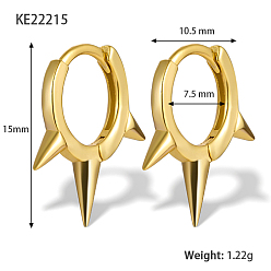 Real 18K Gold Plated 925 Sterling Silver Hoop Earrings, Spike, with S925 Stamp, Real 18K Gold Plated, 15x10.5mm