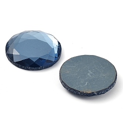 Светлый Стально-синий Кабошоны из стекла, плоская задняя и задняя, граненые, полукруглый, светло-стальной синий, 25x4.5 мм