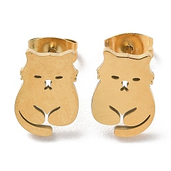 Золотой 304 из нержавеющей стали серьги, лиса, золотые, 11.5x8 мм