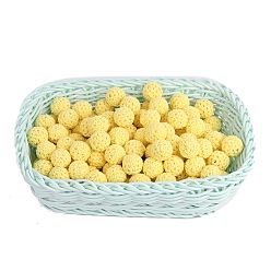 Светло-желтый Бусины из ткани ручной работы, дерева, покрытого шерстью, круглые, светло-желтый, 20 мм