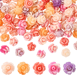 (52) Непрозрачная лаванда 100 шт. 5 цвета синтетические коралловые резные бусины, окрашенные, цветок, разноцветные, 6~7x6~7 мм, отверстие : 1.2 мм, 20 шт / цвет