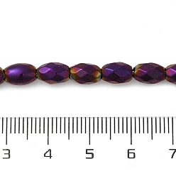 Purple Plated Electroplated Strong Magnetic Synthetic Hematite Beads Strands, Long-Lasting Plated, Faceted Oval, Purple Plated, 7~8x5~5.5mm, Hole: 1.4mm, about 50pcs/strand, 15.35''(39cm)