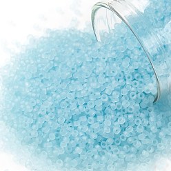 (143F) Ceylon Frost Aqua TOHO Round Seed Beads, Japanese Seed Beads, Frosted, (143F) Ceylon Frost Aqua, 15/0, 1.5mm, Hole: 0.7mm, about 135000pcs/pound