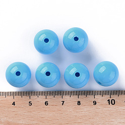 Deep Sky Blue Opaque Acrylic Beads, Round, Deep Sky Blue, 16x15mm, Hole: 2.8mm, about 220pcs/500g