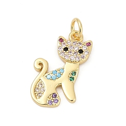 Настоящее золото 18K Кулон из циркония, кошка прелести, долговечный, без свинца и без кадмия, стойки покрытие, с целью перехода в кольце, реальный 18 k позолоченный, 19.5x12x2.5 мм, отверстие : 3.4 мм