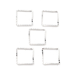 Посеребрённый Латунные бусины в оправе, без кадмия и без свинца, квадратный, 925 серебро покрытием, 10x10x1 мм