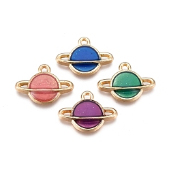 Couleur Mélangete Pendentifs en émail , planète, or, couleur mixte, 12x16.5x2.5mm, Trou: 1mm
