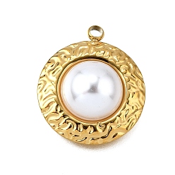 Круглые Подвески из пластикового жемчуга, с 304 нержавеющей стали, круглые, 20.5x17.5x7 мм, отверстие : 2 мм