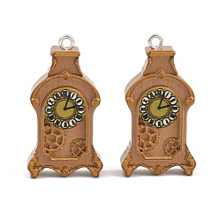Camel Printed Opaque Resin Pendants, Steampunk Clock
 Charms, with Platinum Iron Loop, Camel, 36x19x7mm, Hole: 2mm