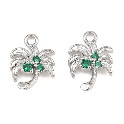 Платина Латунные микро проложить кубического циркония подвески, Дерево прелести, платина, 13x9x3 мм, отверстие : 1.4 мм