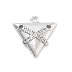 Triangle Brass Micro Pave Clear Cubic Zirconia Pendants, Triangle, 17x17x3mm, Hole: 1.5mm