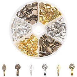 Mixed Color Tibetan Style Alloy Glun-on Flat Pad Bails for Pendants Making, Mixed Color, 21.5x8x1.5mm, Hole: 7x4.5mm