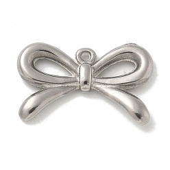Нержавеющая Сталь Цвет Антикоррозийные 304 подвески из нержавеющей стали, очарование бантом, цвет нержавеющей стали, 13x20x2.5 мм, отверстие : 1 мм